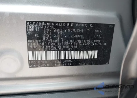 2024 Toyota Rav4 Hybrid Se из США, поврежденный, VIN 4T3T6RFV5RU174190